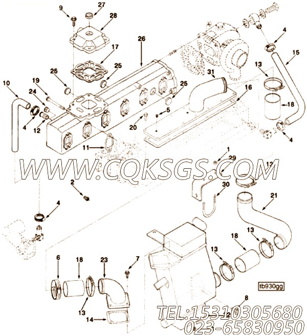 【空气交叉连接】康明斯CUMMINS柴油机的3918311 空气交叉连接