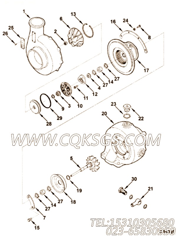 【涡轮增压器】康明斯CUMMINS柴油机的3802203 涡轮增压器