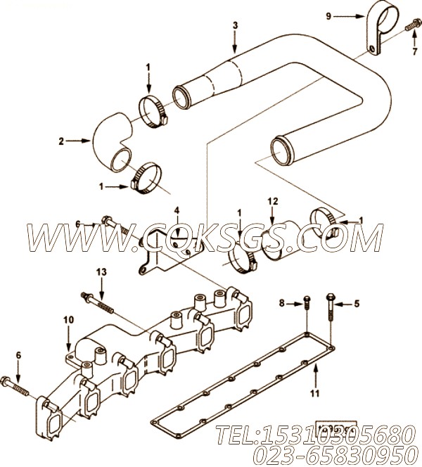 【空气管】康明斯CUMMINS柴油机的3279029 空气管