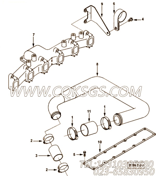 【管支撑】康明斯CUMMINS柴油机的3911233 管支撑