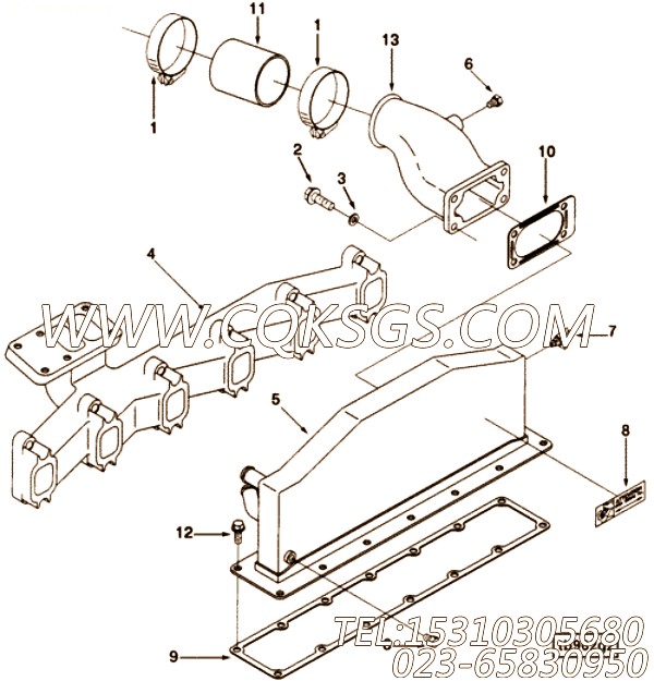 【空气交叉连接】康明斯CUMMINS柴油机的3928015 空气交叉连接