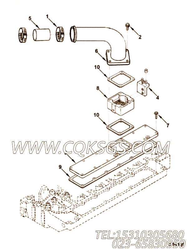 【进气口连接】康明斯CUMMINS柴油机的3917927 进气口连接