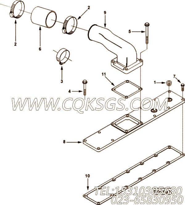 【空气交叉连接】康明斯CUMMINS柴油机的3928167 空气交叉连接
