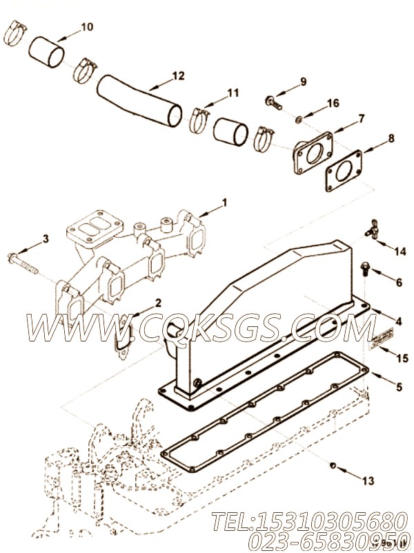 【空气交叉连接】康明斯CUMMINS柴油机的3933334 空气交叉连接