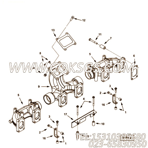 【排气歧管】康明斯CUMMINS柴油机的4095451 排气歧管
