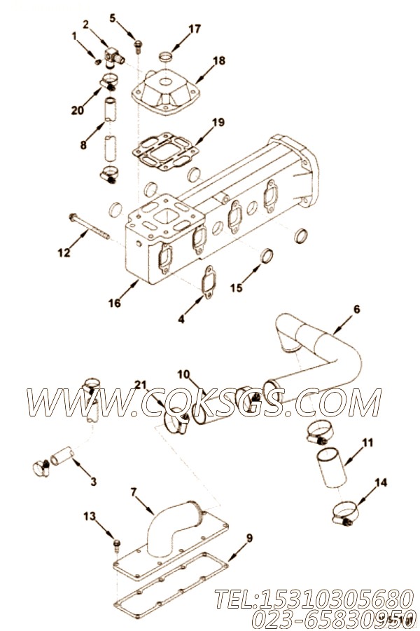 【软管】康明斯CUMMINS柴油机的3281704 软管