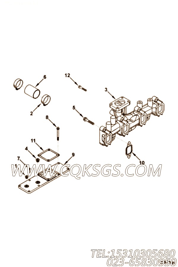 【排气歧管】康明斯CUMMINS柴油机的3863114 排气歧管