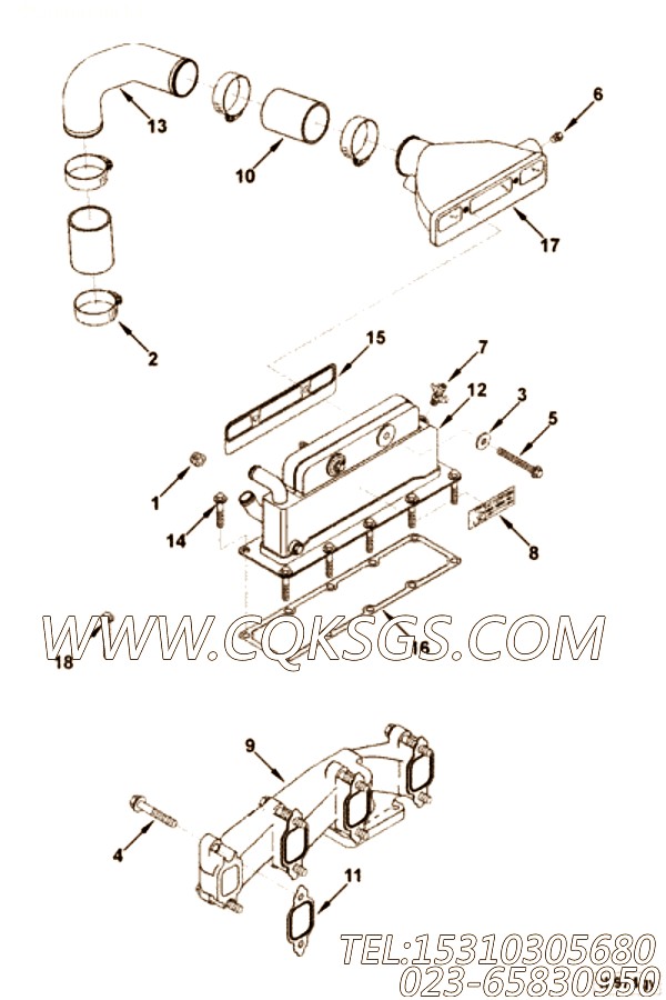 【排气歧管】康明斯CUMMINS柴油机的3912600 排气歧管