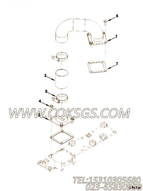 【进气口连接】康明斯CUMMINS柴油机的2886351 进气口连接