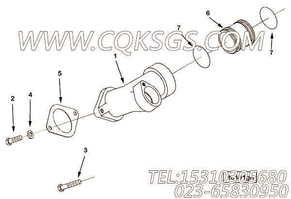 【出水口连接】康明斯CUMMINS柴油机的3348818 出水口连接
