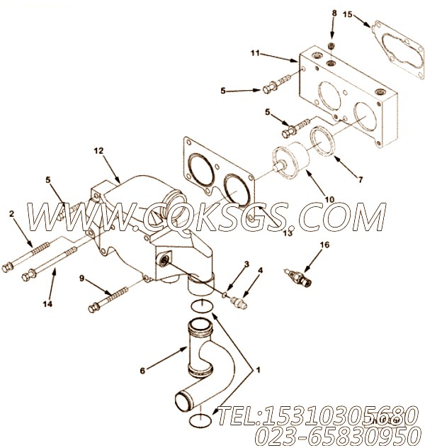 【Tube, Water Transfer】康明斯CUMMINS柴油机的3098395 Tube, Water Transfer