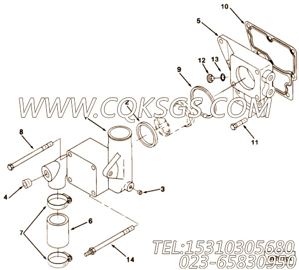 【节温器盖】康明斯CUMMINS柴油机的3883974 节温器盖