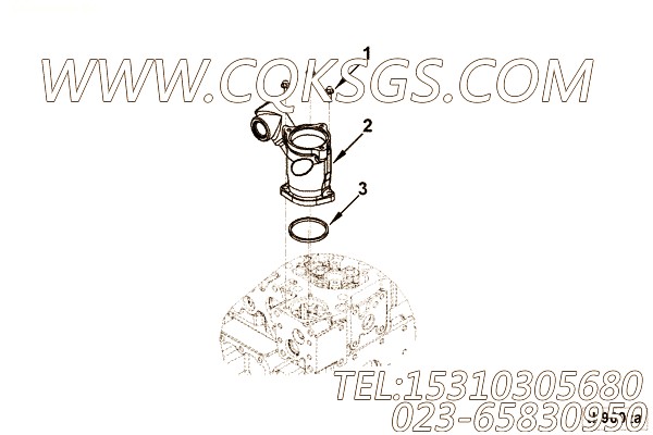 【节温器盖】康明斯CUMMINS柴油机的3963596 节温器盖