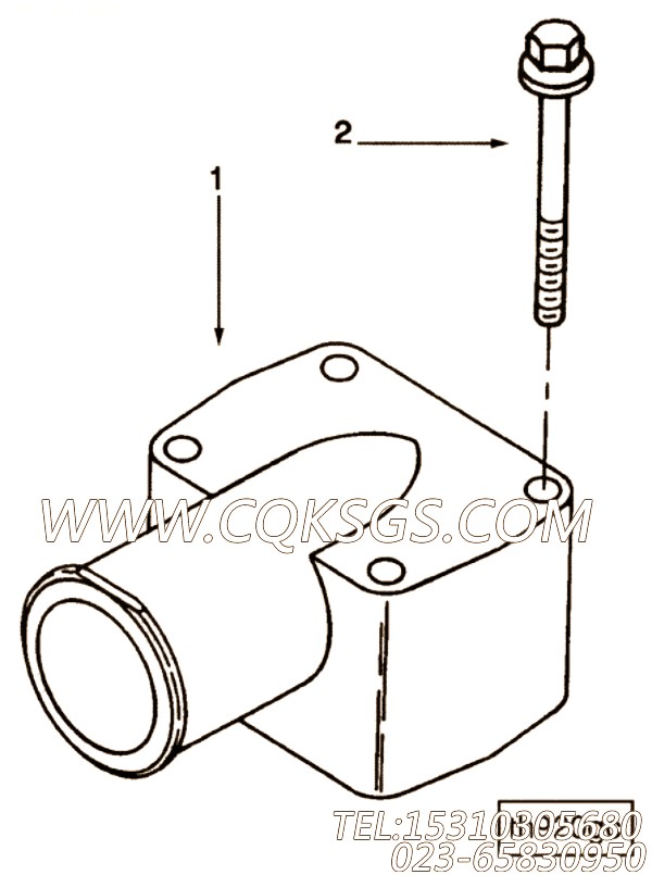 【节温器盖】康明斯CUMMINS柴油机的3279497 节温器盖