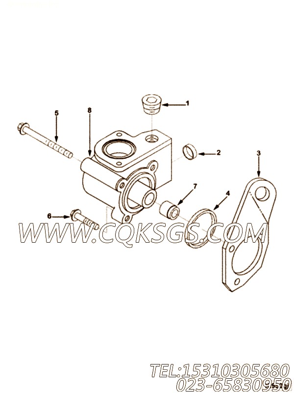 【节温器盖】康明斯CUMMINS柴油机的3932382 节温器盖