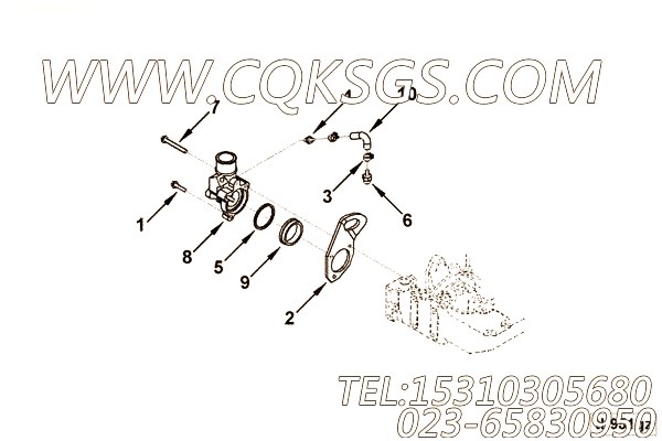 【节温器盖】康明斯CUMMINS柴油机的3926975 节温器盖