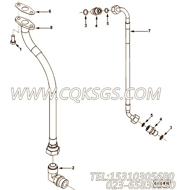 【Connection, Tur Oil Drain】康明斯CUMMINS柴油机的4083032 Connection, Tur Oil Drain
