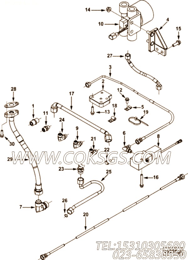 【Connection, Tur Oil Drain】康明斯CUMMINS柴油机的3103332 Connection, Tur Oil Drain