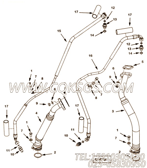 【柔性软管】康明斯CUMMINS柴油机的4964674 柔性软管