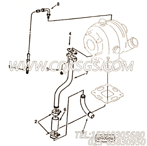 【Connection, Tur Oil Drain】康明斯CUMMINS柴油机的3908227 Connection, Tur Oil Drain