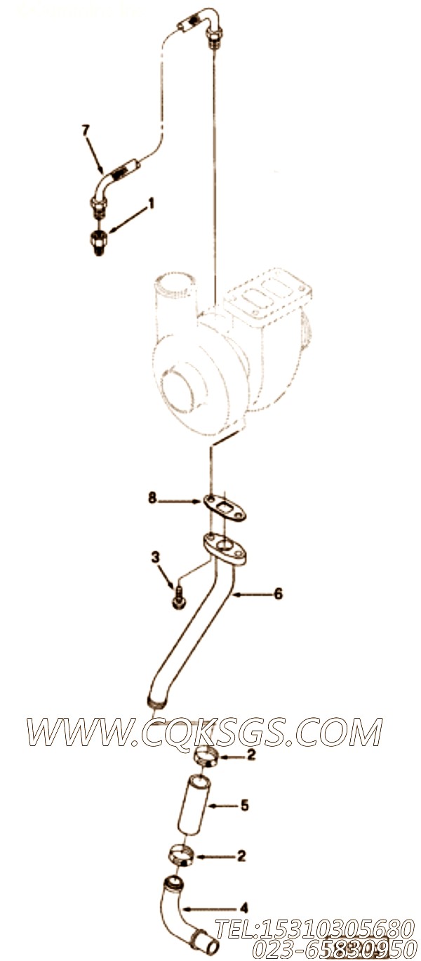 【Connection, Tur Oil Drain】康明斯CUMMINS柴油机的3912592 Connection, Tur Oil Drain