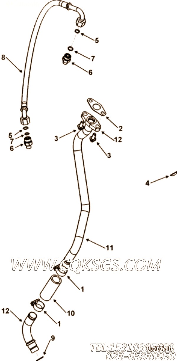 【Connection, Tur Oil Drain】康明斯CUMMINS柴油机的3942284 Connection, Tur Oil Drain