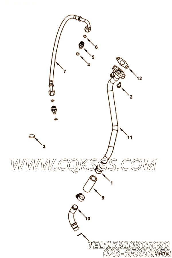 【Connection, Tur Oil Drain】康明斯CUMMINS柴油机的3944048 Connection, Tur Oil Drain