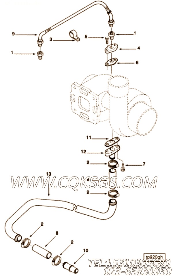 【Connection, Tur Oil Drain】康明斯CUMMINS柴油机的3919814 Connection, Tur Oil Drain