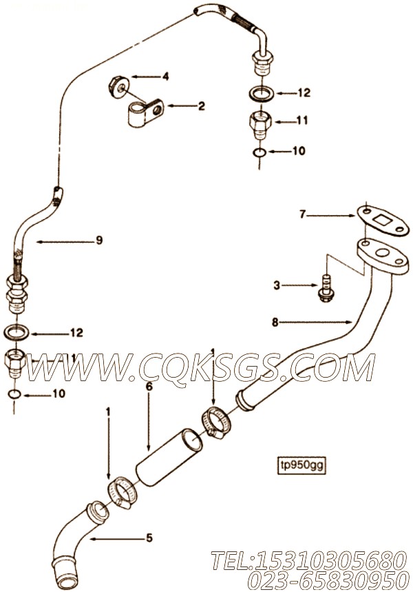 【Connection, Tur Oil Drain】康明斯CUMMINS柴油机的3918591 Connection, Tur Oil Drain