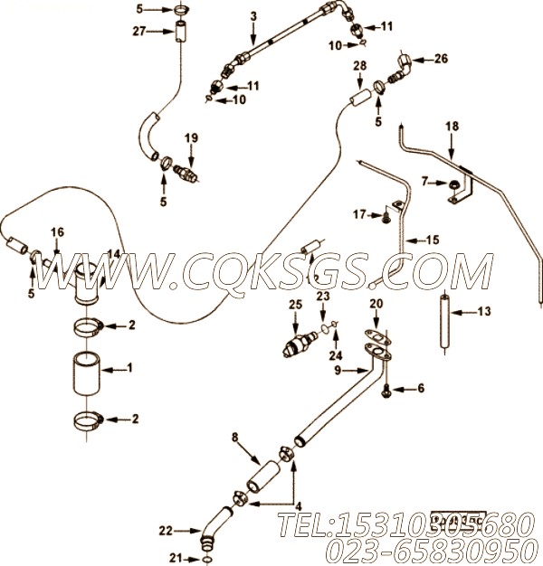 【柴油机B5.9-150G的增压器管路组】 康明斯管夹,参数及图片
