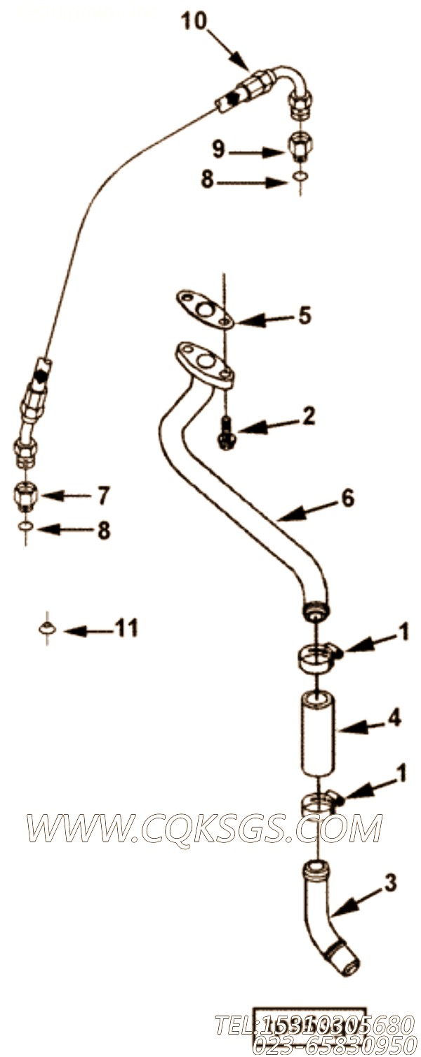 【Connection, Tur Oil Drain】康明斯CUMMINS柴油机的3917417 Connection, Tur Oil Drain