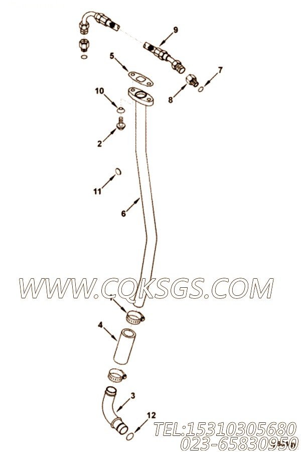 【柴油机6CT8.3-C215的增压器管路组】 康明斯组合软管,参数及图片