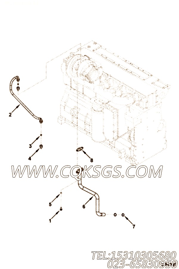 【柴油机6CTA8.3-C212的增压器管路组】 康明斯组合软管,参数及图片