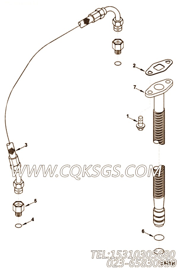 【发动机EQB170-20的增压器管路组】 康明斯增压器回油管,参数及图片