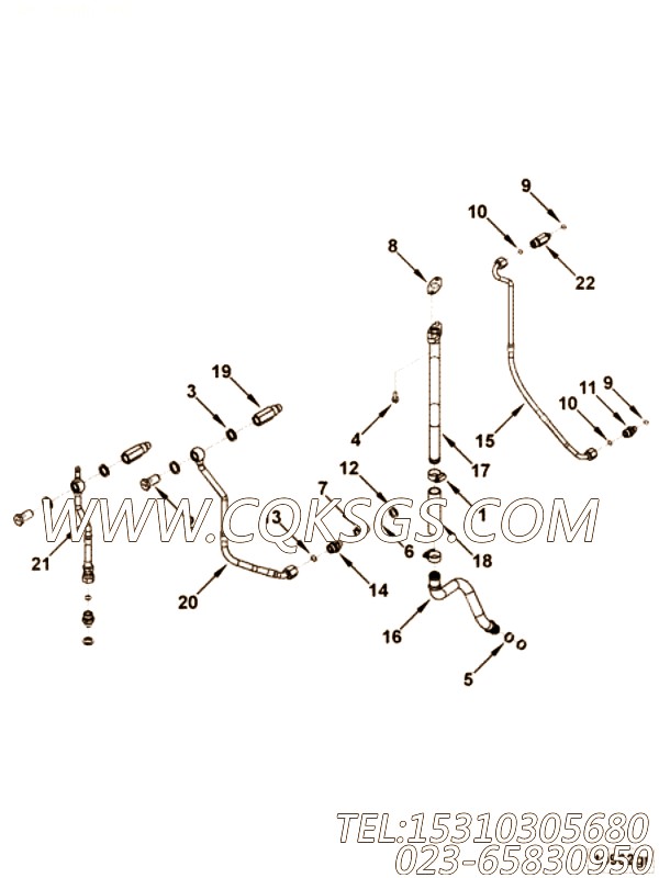 【涡轮冷却液引流管】康明斯CUMMINS柴油机的4994950 涡轮冷却液引流管