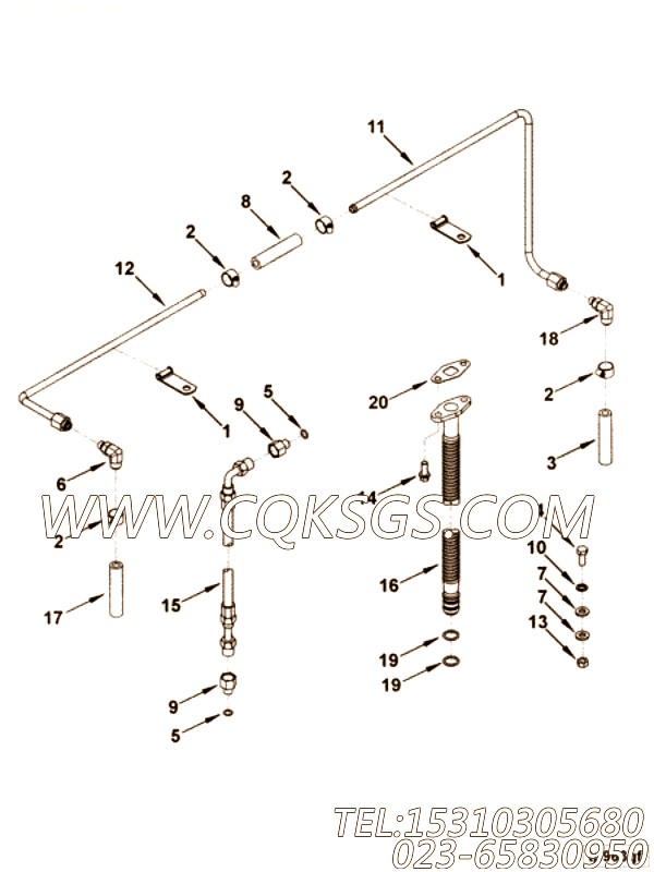 【Tube, Water Transfer】康明斯CUMMINS柴油机的3394067 Tube, Water Transfer