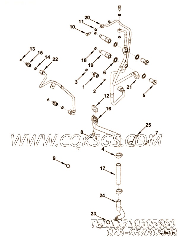 【涡轮冷却液引流管】康明斯CUMMINS柴油机的4991644 涡轮冷却液引流管