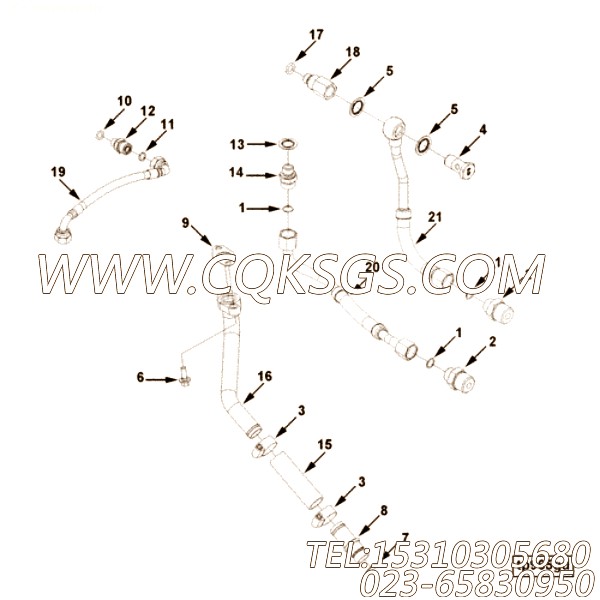 【Connection, Tur Oil Drain】康明斯CUMMINS柴油机的5274641 Connection, Tur Oil Drain