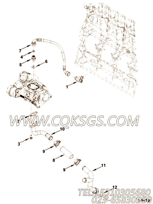 【Connection, Tur Oil Drain】康明斯CUMMINS柴油机的5265251 Connection, Tur Oil Drain