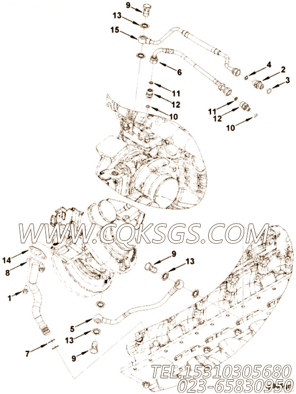 【涡轮冷却液引流管】康明斯CUMMINS柴油机的5293503 涡轮冷却液引流管