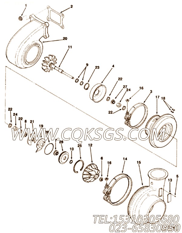 【涡轮增压器】康明斯CUMMINS柴油机的3538398 涡轮增压器