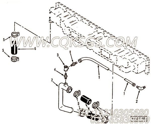 3400825软管,用于康明斯M11-C250发动机中冷器进水管组,【挖掘机】配件