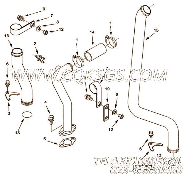 【Tube, Water Transfer】康明斯CUMMINS柴油机的3866822 Tube, Water Transfer