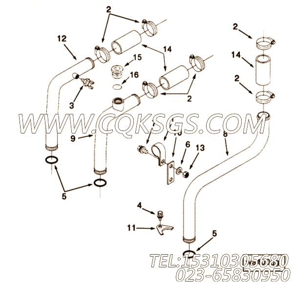 【Tube, Water Transfer】康明斯CUMMINS柴油机的3081846 Tube, Water Transfer