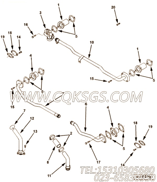 【Tube, Water Transfer】康明斯CUMMINS柴油机的3093157 Tube, Water Transfer
