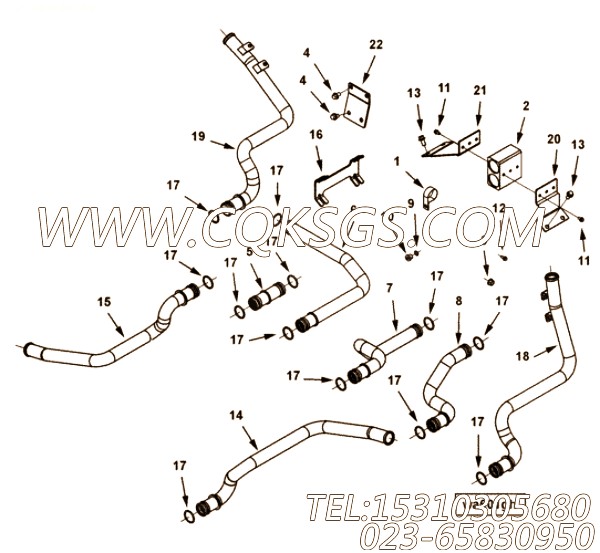 【Tube, Water Transfer】康明斯CUMMINS柴油机的4086661 Tube, Water Transfer