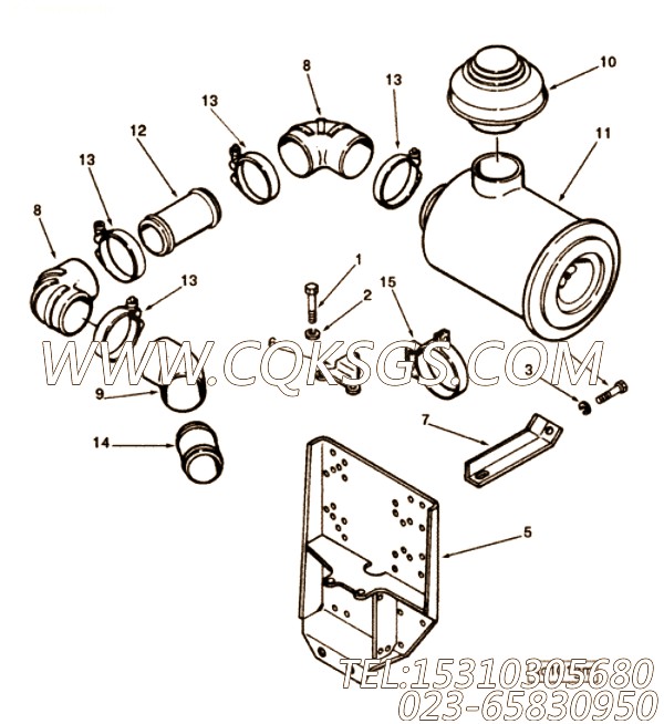 【进气口管】康明斯CUMMINS柴油机的208458 进气口管
