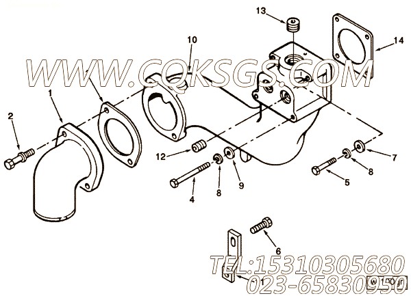 【进水连接】康明斯CUMMINS柴油机的210806 进水连接