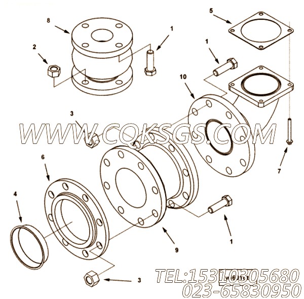 用于进口QSK60发动机Connection,Water Inlet