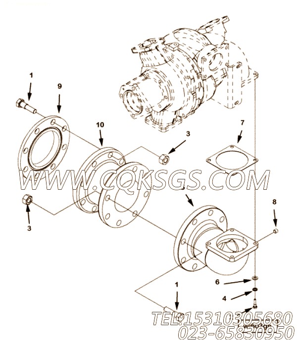 【进水连接】康明斯CUMMINS柴油机的2862871 进水连接
